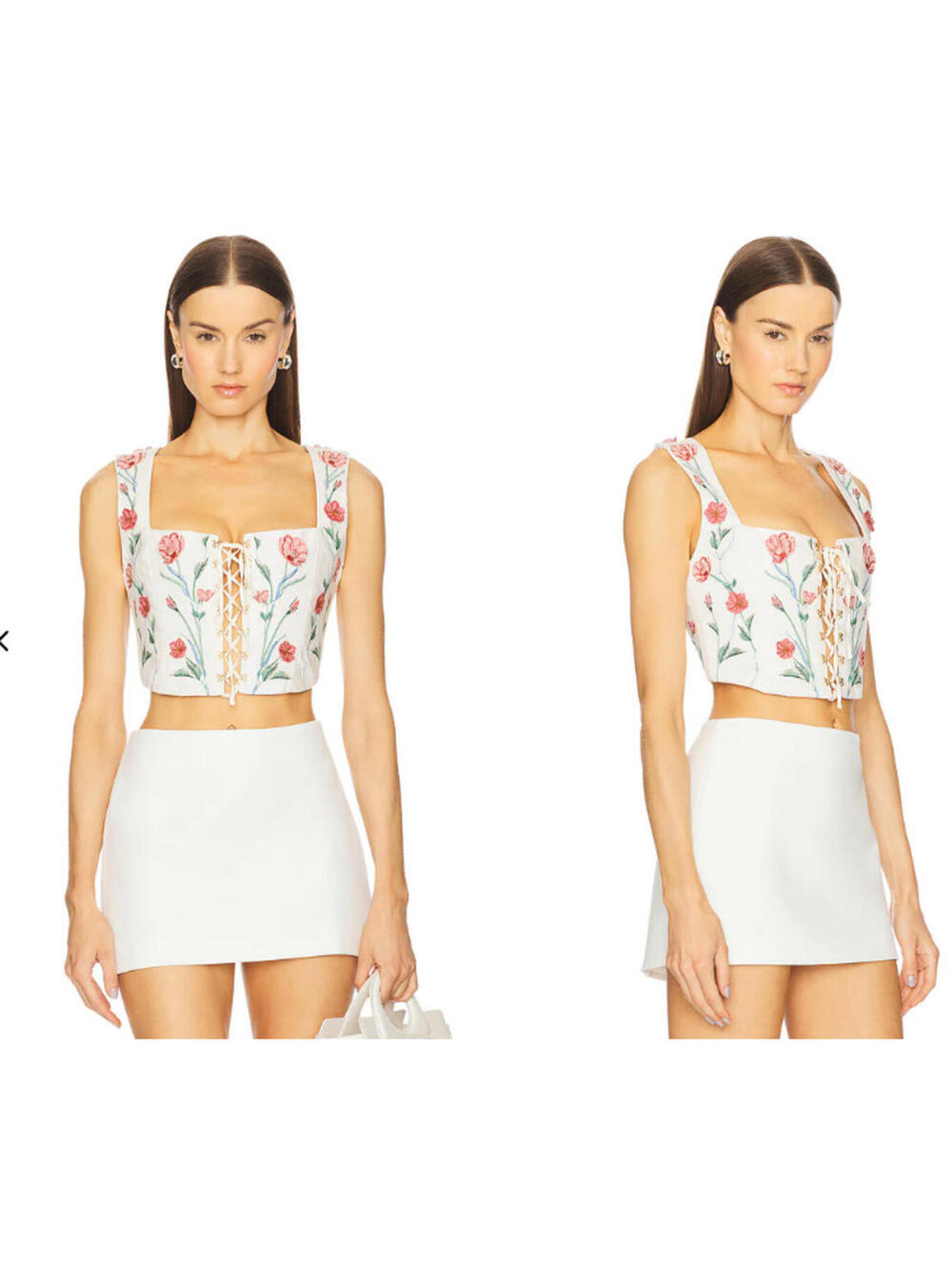 AGUA BENDITA Floral Corset Top Square Neck Sleeveless CARNELIAN size XS NWT $550
